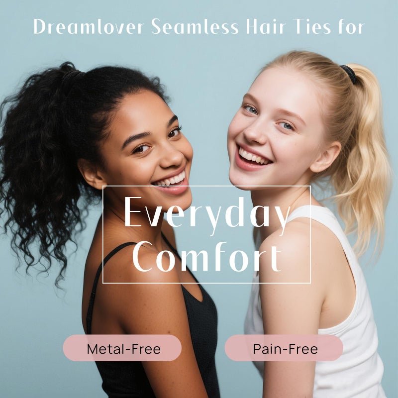 Dreamlover Hair Ties for Thick Hair, Hair Bands for Women's Hair, Ponytail Holders, Ouchless Black Hair Ties for Girls No Damage, 50 Pieces - Image 2